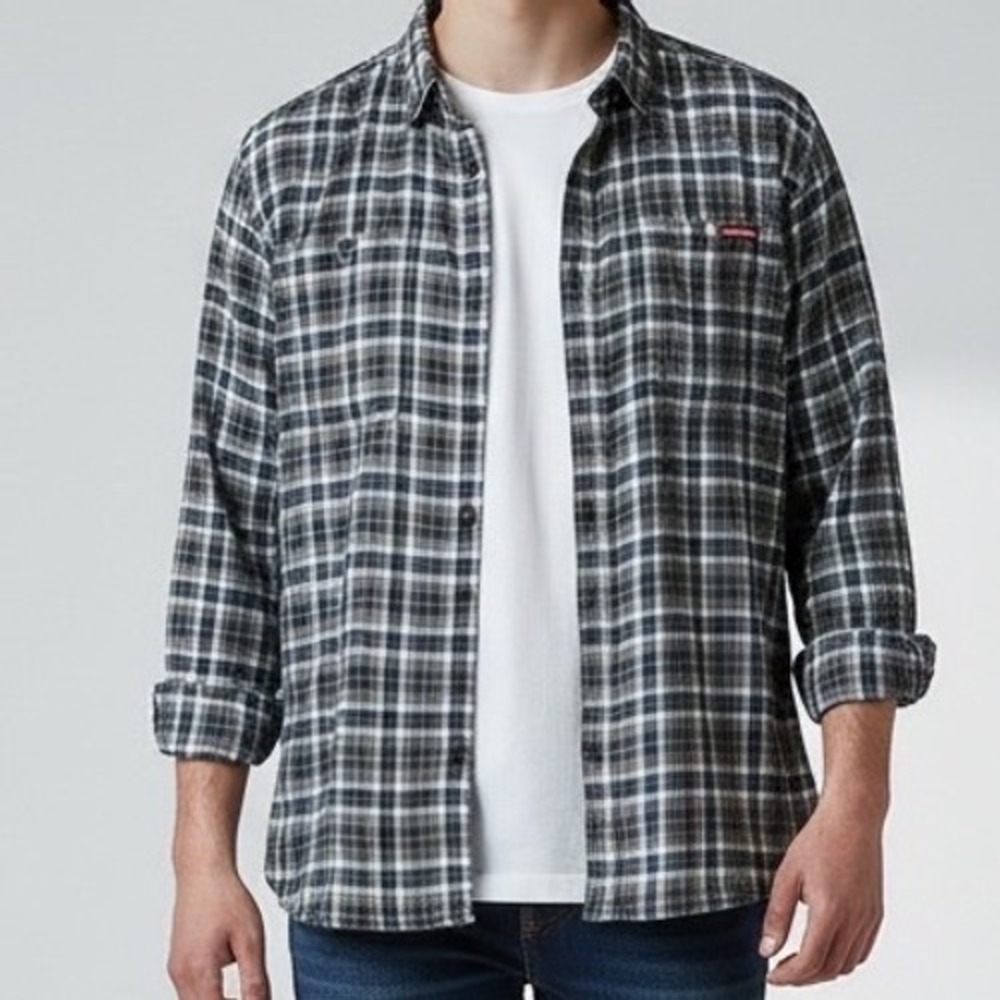 Wolverine Flannel Shirt Men's XXL Plaid Long Sleeve Button Up‎ Cotton Workwear